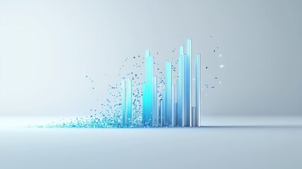 Fototapete - Abstract representation of sound waves with vertical bars and particles.
