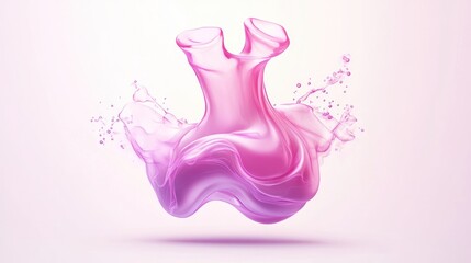 Poster - An abstract, fluid shape in pink hues with splashes, evoking creativity and design.