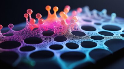 Fototapete - Abstract Visualization of Colorful Network Structures with Spherical Nodes and Interconnected Lines Creating a Digital Web of Creativity and Innovation