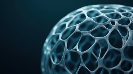 Poster - Intricate Close-Up View of a Biological Structure Featuring Delicate Filaments and Organic Patterns in a Blue-Tinted Background Showcasing Nature’s Complexity