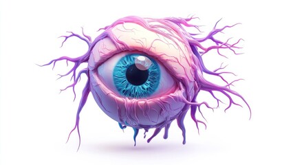 Poster - A surreal eye with organic roots, blending anatomy and nature in a creative design.