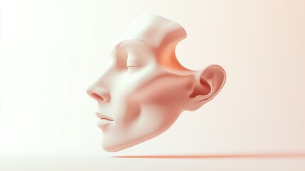 Aufkleber - A stylized, abstract representation of a human face in soft colors and smooth contours.