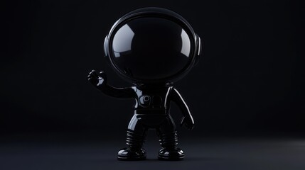 Poster - A glossy black astronaut figure stands against a dark background, exuding a futuristic vibe.