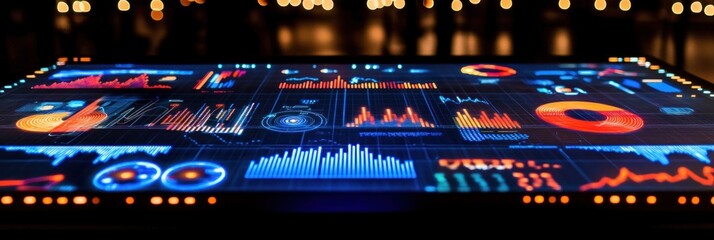 Poster - A digital dashboard displaying various data visualizations and analytics.