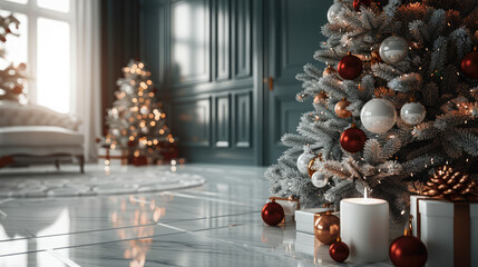 Poster - New year decor, minimalist, lights for winter holiday decorations.