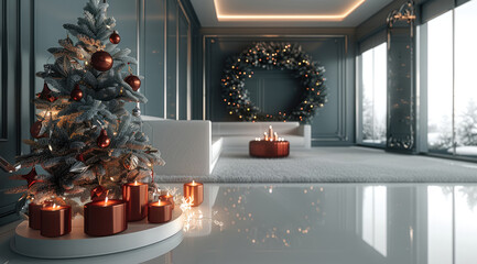 Poster - New year decor, minimalist, lights for winter holiday decorations.
