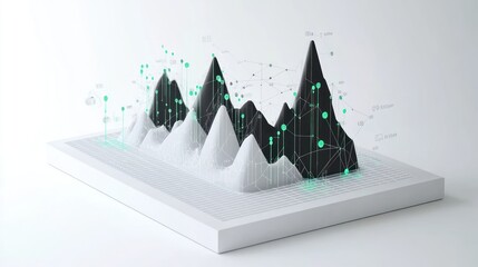 Leinwandbilder - A 3D data visualization of mountains representing data points and analytics.