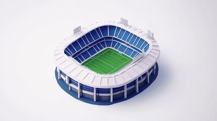 Aufkleber - A stylized stadium model featuring a green field and blue seating.