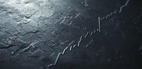 Poster - A close-up of a rising graph line on a textured dark surface, symbolizing growth or progress.