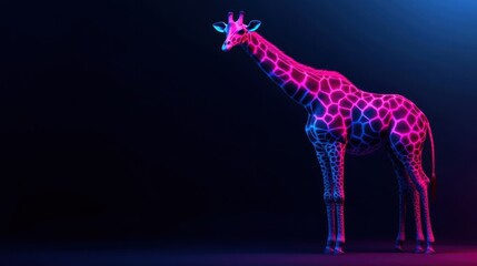 Aufkleber - A stylized giraffe with vibrant colors against a dark background.