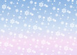 © yuri. - Seamless pattern of white snowflakes, light blue and pink gradient. Vector illustration