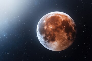 Wall Mural - red and white moon in the sky. the moon is surrounded by stars and the sky is dark