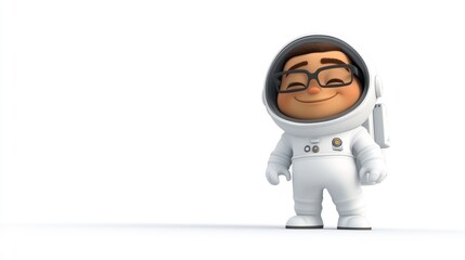 Aufkleber - A cheerful cartoon character in a white astronaut suit, ready for space exploration.