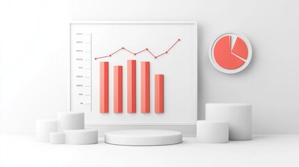 Aufkleber - A minimalist graphic display featuring a bar chart and pie chart for data presentation.