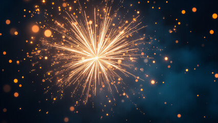 Poster - A dynamic display of golden sparks exploding against a dark backdrop, conveying energy and celebration with vibrant light effects for graphic resources.