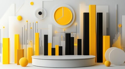 Aufkleber - A modern, abstract design featuring geometric shapes in yellow, black, and white.