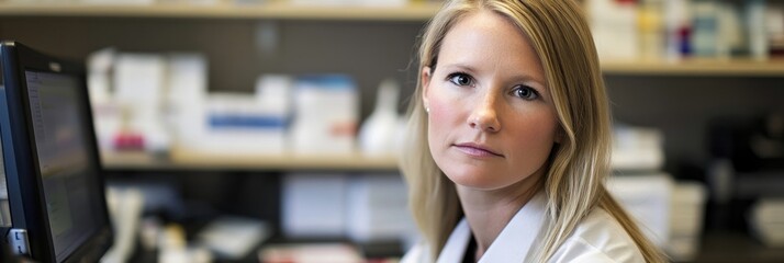 Poster - A focused professional in a lab setting, conveying expertise and dedication.