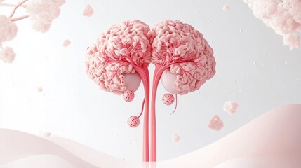 Poster - A surreal representation of a brain intertwined with kidney-like structures.