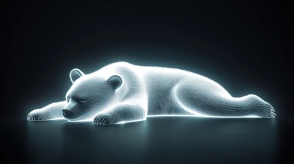 Poster - A glowing, stylized bear lying down, showcasing a modern artistic interpretation.