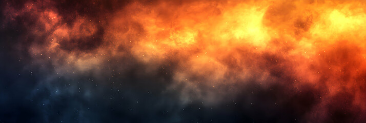 Wall Mural - abstract cosmic nebula background, fiery orange and dark blue hues blend seamlessly, creating a dram