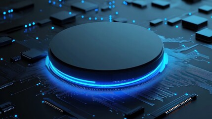 Poster - Futuristic Technology: Illuminated Platform on Circuit Board