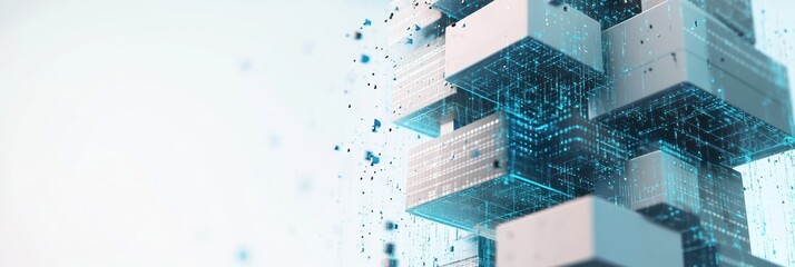 Aufkleber - Abstract representation of digital data blocks with a futuristic aesthetic.