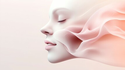 Poster - A serene abstract representation of a face with flowing elements, symbolizing tranquility.