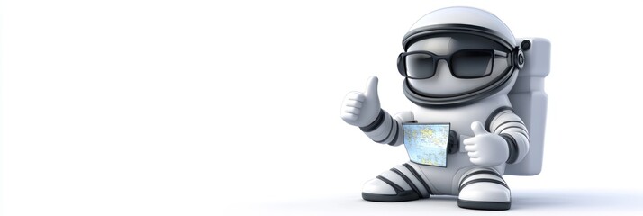 Poster - A cartoonish astronaut wearing sunglasses and giving a thumbs-up gesture.