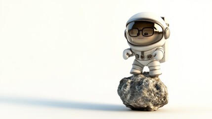 Poster - A cute astronaut character standing on a rocky surface, symbolizing exploration and adventure.