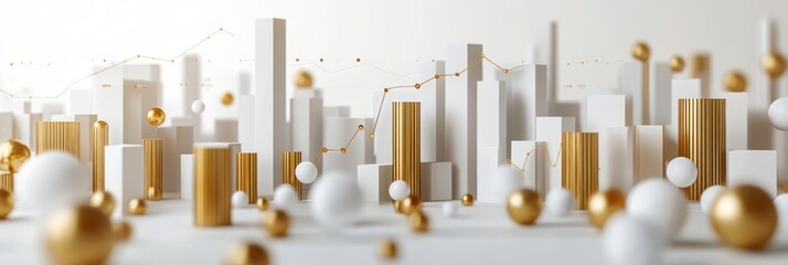 Poster - A stylized cityscape featuring golden and white geometric shapes, suggesting growth and innovation.