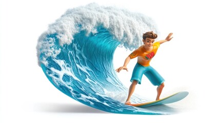 Poster - A surfer riding a vibrant wave, showcasing a dynamic water sport scene.