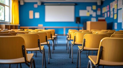 Poster - A classroom setting equipped with AR tools to make complex subjects visually engaging for students Stock Photo with side copy space