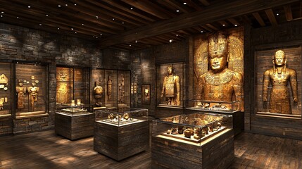 Poster - An interactive museum exhibit using AR to bring historical artifacts to life for visitors Stock Photo with side copy space