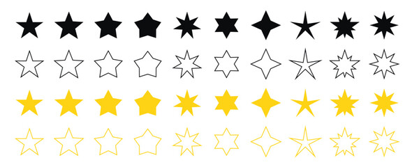 Wall Mural - star vector isolated icon. stars vector icons. stars collection. golden stars isolated on white back