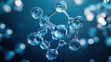 Aufkleber - A 3D rendering of interconnected molecules in a scientific context.
