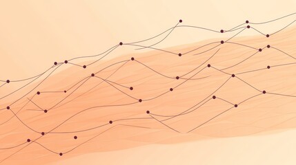 Aufkleber - Abstract illustration of data trends with curves and points on a soft background.