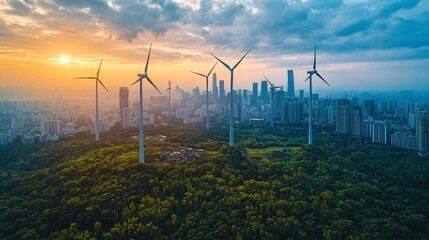 Poster - A clean energy conference highlighting the role of technology in sustainable growth Stock Photo with side copy space