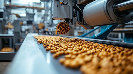 Aufkleber - A futuristic eco-friendly production line using advanced automation Stock Photo with side copy space