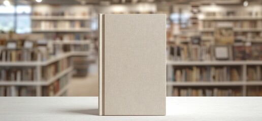 Aufkleber - A blank book displayed in a library setting.