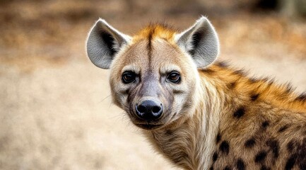 Poster - A close-up of a hyena showcasing its distinctive features and curious expression.