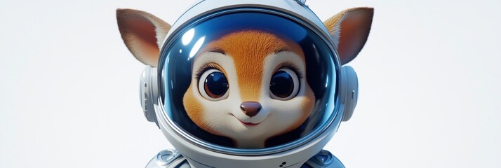 Poster - A cute cartoon animal in a space suit, smiling against a light background.
