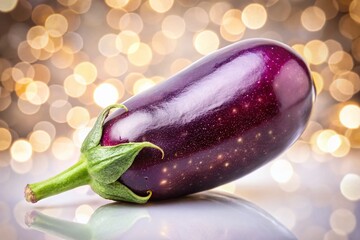 Poster - Isolated Eggplant on White Background with Bokeh Effect for Culinary and Food Styling, Perfect for Stock Photography and Creative Projects