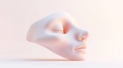Poster - A stylized, minimalist sculpture of a human face with serene expression.