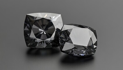 Poster - Two sparkling black diamonds displayed on a sleek surface.