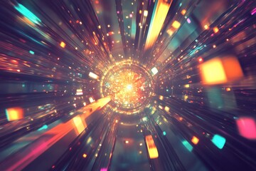 Aufkleber - A vibrant, abstract representation of light and motion, suggesting speed and energy.