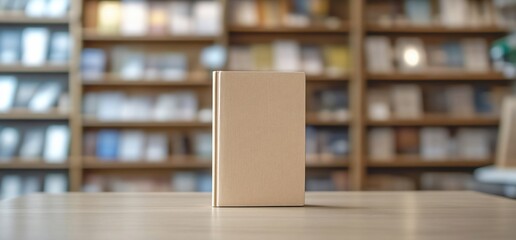 Aufkleber - A plain book on a table in a library setting.