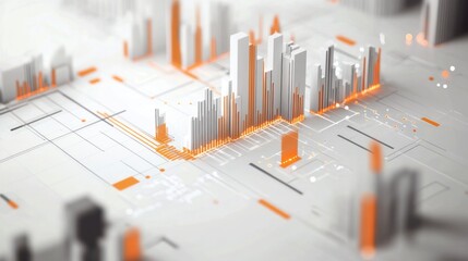 Aufkleber - Abstract digital visualization with geometric shapes and data representation.