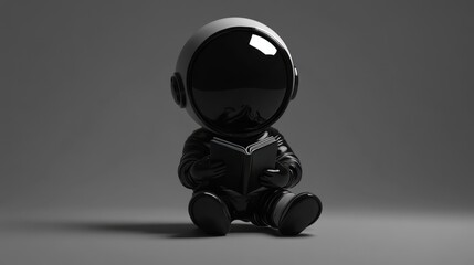 Poster - A stylized astronaut figure reading a book, emphasizing curiosity and exploration.