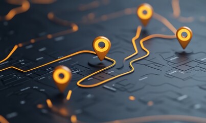 Aufkleber - A stylized map with location pins and connected pathways.