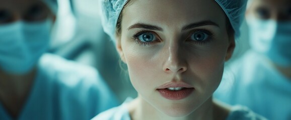 Aufkleber - Close-up of a focused medical professional in a surgical environment.